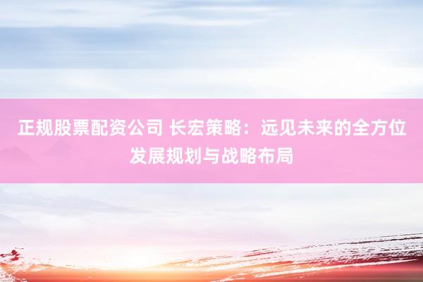 正规股票配资公司 长宏策略：远见未来的全方位发展规划与战略布局