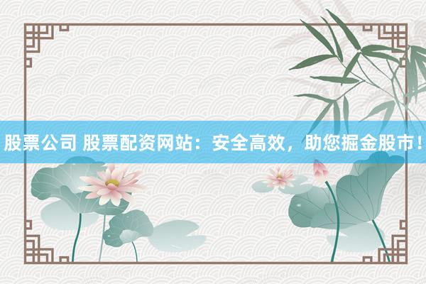 股票公司 股票配资网站：安全高效，助您掘金股市！