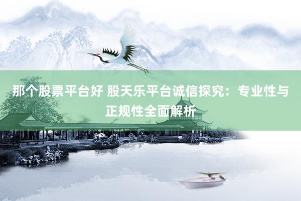 那个股票平台好 股天乐平台诚信探究：专业性与正规性全面解析