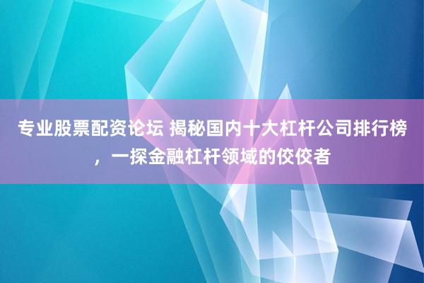 专业股票配资论坛 揭秘国内十大杠杆公司排行榜，一探金融杠杆领域的佼佼者