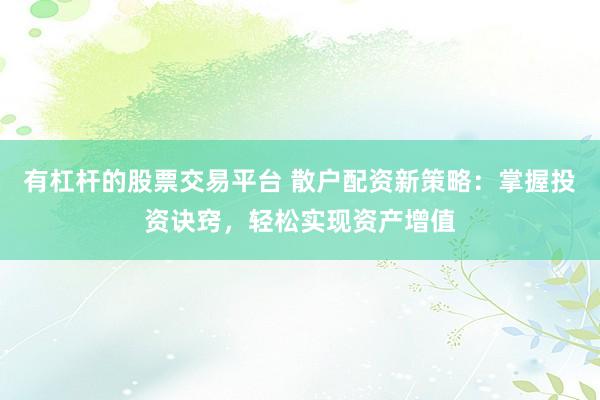 有杠杆的股票交易平台 散户配资新策略：掌握投资诀窍，轻松实现资产增值