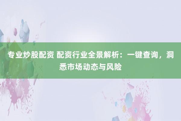 专业炒股配资 配资行业全景解析：一键查询，洞悉市场动态与风险