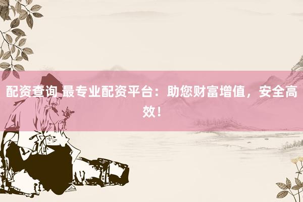 配资查询 最专业配资平台：助您财富增值，安全高效！