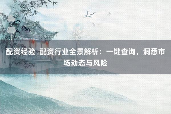 配资经验  配资行业全景解析：一键查询，洞悉市场动态与风险