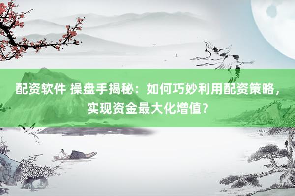 配资软件 操盘手揭秘：如何巧妙利用配资策略，实现资金最大化增值？