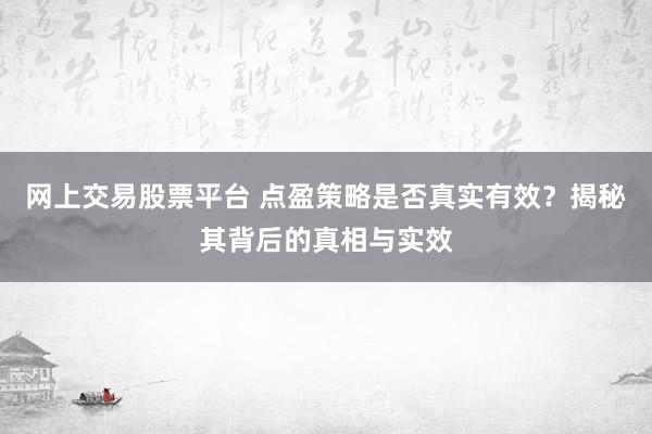 网上交易股票平台 点盈策略是否真实有效？揭秘其背后的真相与实效