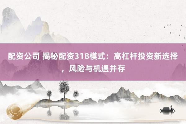 配资公司 揭秘配资318模式：高杠杆投资新选择，风险与机遇并存