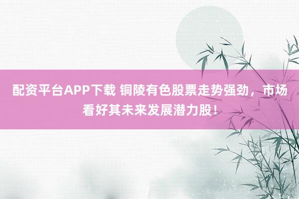 配资平台APP下载 铜陵有色股票走势强劲，市场看好其未来发展潜力股！