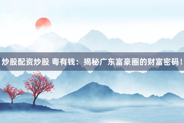炒股配资炒股 粤有钱：揭秘广东富豪圈的财富密码！