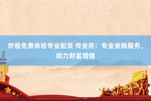 炒股免费体验专业配资 传金所：专业金融服务，助力财富增值