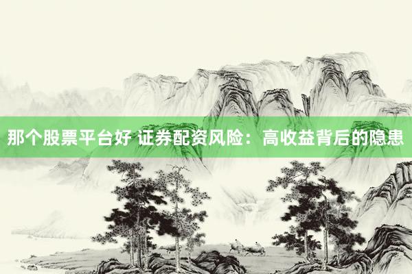 那个股票平台好 证券配资风险：高收益背后的隐患