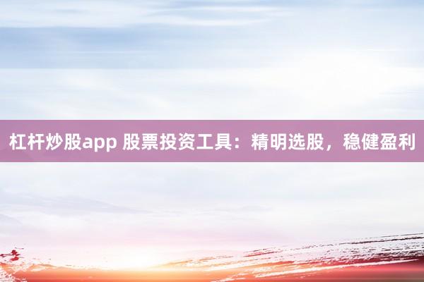 杠杆炒股app 股票投资工具：精明选股，稳健盈利