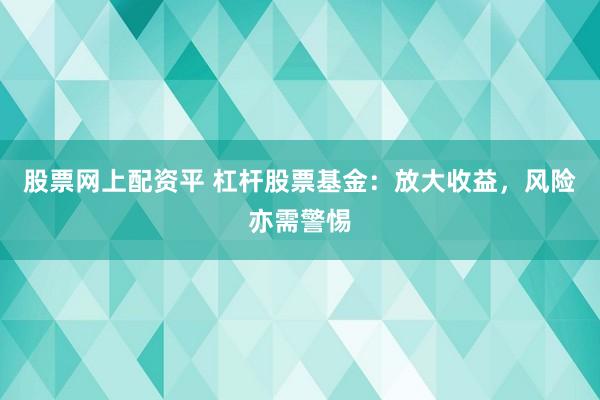 股票网上配资平 杠杆股票基金：放大收益，风险亦需警惕