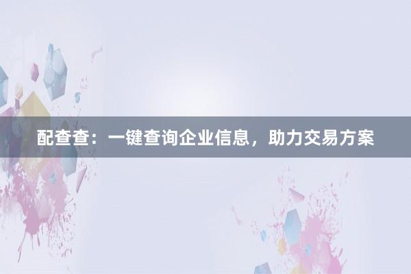 配查查:一键查询企业信息,助力交易方案