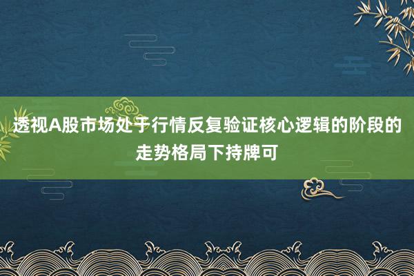 透视A股市场处于行情反复验证核心逻辑的阶段的走势格局下持牌可