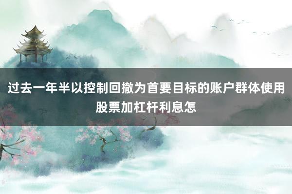 过去一年半以控制回撤为首要目标的账户群体使用股票加杠杆利息怎