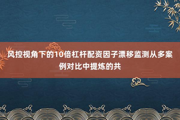 风控视角下的10倍杠杆配资因子漂移监测从多案例对比中提炼的共