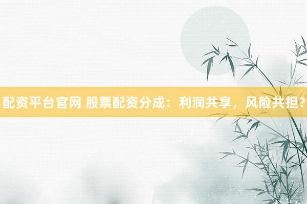 配资平台官网 股票配资分成：利润共享，风险共担？